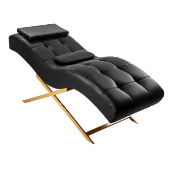 Procedūru krēsls skropstu meistariem Sillon Alba, melns ar zelta pamatni