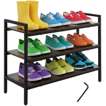Ruhhy 3 līmeņu apavu plaukts, 79 cm, metāla un MDF konstrukcija, melns