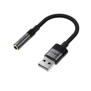 Audio adapteris Acefast J13, USB-A uz 3.5 mm mini jack, melns