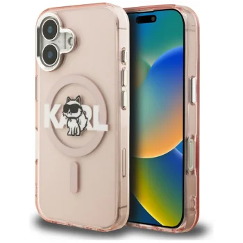 Karl Lagerfeld IML Choupette Sketch MagSafe vāciņš iPhone 16, rozā