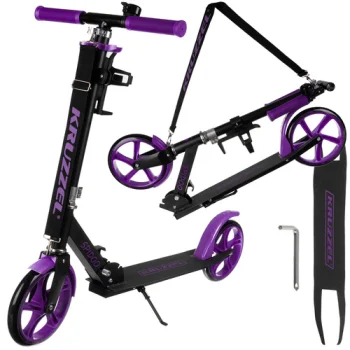 Saliekams bērnu skrejritenis Kruzzel Spidoo ar 200 mm riteņiem, melns/violets