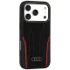 Audi R8 Genuine Leather MagSafe vāciņš priekš iPhone 18 Pro / 17 Pro, melns un sarkans