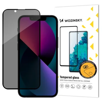 Wozinsky Anti Spy privātuma aizsargstikls priekš iPhone 17e / 16e / 14 / 13 / 13 Pro