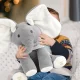 Interaktīva plīša rotaļlieta zilonītis ar skaņu un kustīgām ausīm, 30 cm, pelēks un balts