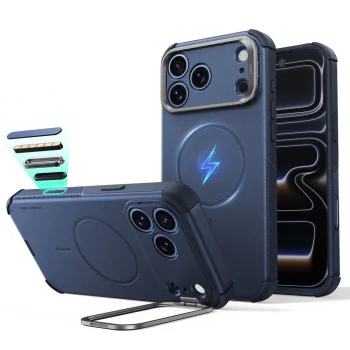 ESR Cyber Tough MagSafe vāciņš ar statīvu iPhone 18 Pro Max / 17 Pro Max, tumši zils