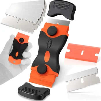 Skrāpis indukcijas un keramiskajām plītīm, stikliem un šuvēm ar asmeņiem, melns