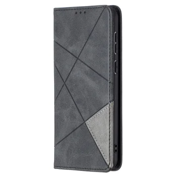 Huawei P50 Geometric Pattern Leather Stand Case Cover - Black | Vāks Maciņš Maks Grāmatiņa Apvalks