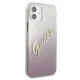 Guess iPhone 12 mini vāciņš Glitter Gradient Script, rozā