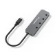 Wozinsky WHS080YSS 4 portu USB-A 3.0 centrmezgls ar slēdžiem un USB-C kabeli, pelēks