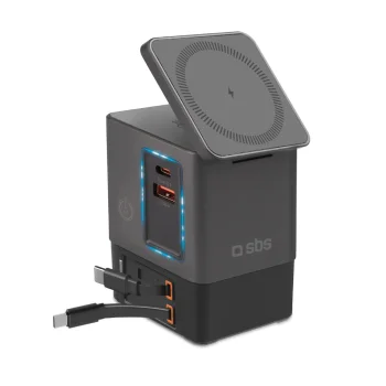 Sbs TEWIRMAG105W Power Dock 6-in-1 lādētājs ar MagSafe un USB-C kabeļiem 65W, Melns