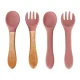 Silikona bērnu trauku komplekts 9 elementi, tumši rozā | Set of silicone children\'s dishes 9 elements