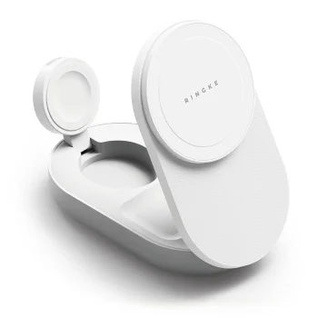 Ringke 25W 3-in-1 MagSafe bezvadu lādētājs, balts