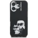 Karl Lagerfeld IML Aquarelle Karl & Choupette & Logo iPhone 16 vāciņš, melns