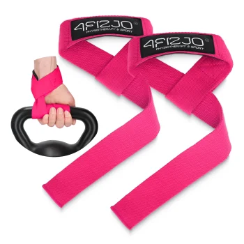 4Fizjo Deadlift Straps treniņu siksnas vilkmei, rozā