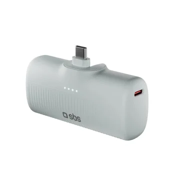 Ārējais akumulators SBS EcoPower 5000 mAh 10W ar iebūvētu USB-C spraudni, pelēks