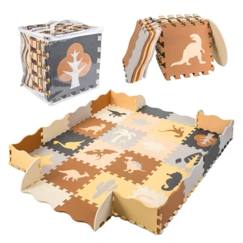 Bērnu Spēļu Grīdas Daudzkrāsainas Puzle Paklājs Putu Paklājiņš Dinozauri - 36 gab, 30x30cm | Kids Foam Floor...