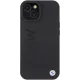 BMW Leather Hot Stamp vāciņš iPhone 15 Plus 6.7\", melns