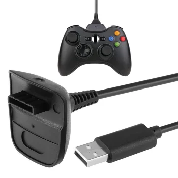 Xbox 360 Play & Charge USB uzlādes kabelis kontrolierim melns