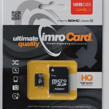 Imro 128GB microSDXC atmiņas karte ar adapteri 10. klase UHS-3, melna