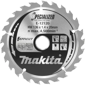 Ripzāģa asmens Makita E-12120 EFFICUT 136x20 mm 25Z kokam