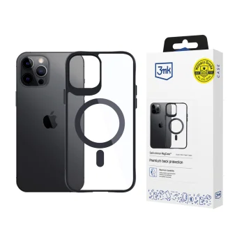 3mk iPhone 12 Pro Max vāciņš Satin Armor MagCase, caurspīdīgs ar melnu rāmi
