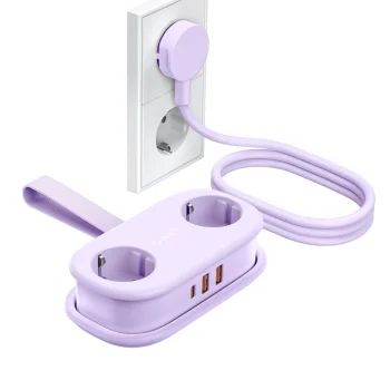 Orico AP3 20W GaN pagarinātājs ar 2x AC, 2x USB-A un 1x USB-C, violets