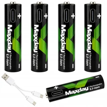 AAA Li-Ion 1.5V 660mWh uzlādējamas baterijas ar USB-C, 4 gab.