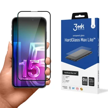 Apple iPhone 15 Plus 6.7'' Telefona Aizsargstikls uz Visu Ekrānu | 3MK HardGlass Max Lite 5D Tempered Glass Screen...