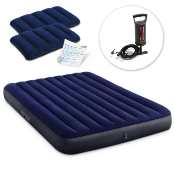 Intex 64765 divvietīgs piepūšamais matracis 203x152x25 cm ar pumpi un spilveniem