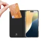 Atverams vāciņš Dux Ducis Skin Pro iPhone 16 Plus ar kartes kabatu un statīvu, melns