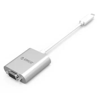 Orico PTAV USB-C uz VGA un 3.5mm audio adapteris 0.15m Sudraba