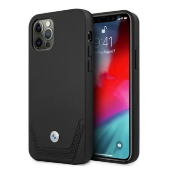 BMW iPhone 12 / 12 Pro vāciņš Leather Perforate, melns