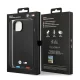 BMW iPhone 14 vāciņš Leather Stamp Tricolor MagSafe, melns
