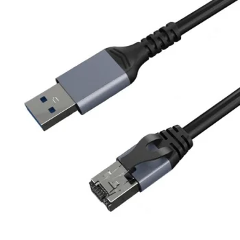 Tīkla adaptera kabelis USB 3.0 Type-A uz RJ45 CAT6 UTP, 15 m, pelēks
