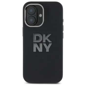 DKNY Liquid Silicone Metal Logo vāciņš iPhone 16 6.1", melns