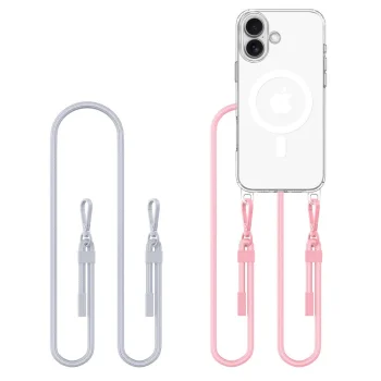 Tech-Protect Flexair Chain MagSafe vāciņš priekš iPhone 16 ar 2 aukliņām, caurspīdīgs