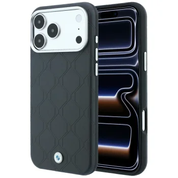 BMW Sign Deboss Quilted MagSafe vāciņš iPhone 18 Pro Max / 17 Pro Max, tumši pelēks