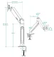 ARCTIC X1-3D Gāzes atsperes monitora statīvs līdz 43\" 10kg