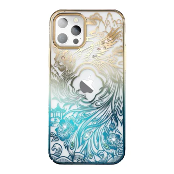 Kingxbar Phoenix vāciņš iPhone 14 Plus ar kristāliem, zelta un zils