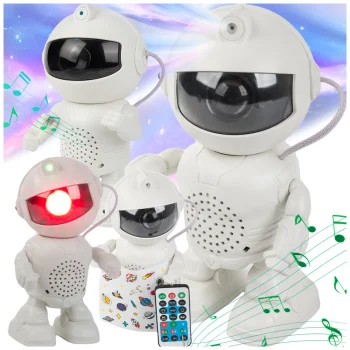 Kosmonauta zvaigžņu projektors un nakts lampiņa ar Bluetooth skaļruni