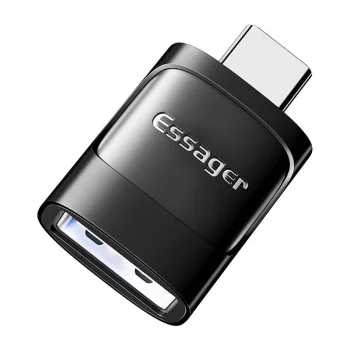 Adapteris OTG no USB 3.0 sieviešu uz USB-C vīriešu Essager (melns) | Adapter female to male (black)