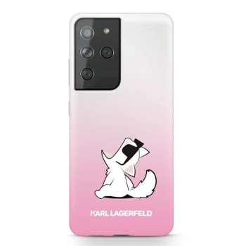 Karl Lagerfeld Samsung Galaxy S21 Ultra vāciņš Choupette Fun, rozā