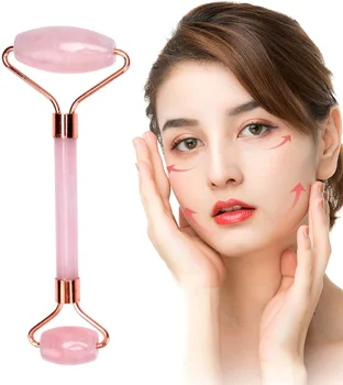 Rozā Kvarca Sejas Rullītis Kakla Dekoltē Zonas Masieris Gua Sha ACTIVFIZJO | Rose Quartz Roller for Face Neck...