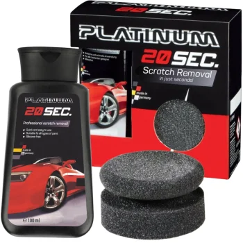 Platinum 20 Sec. skrāpējumu noņemšanas komplekts ar pulēšanas pastu un sūkli, 100 ml