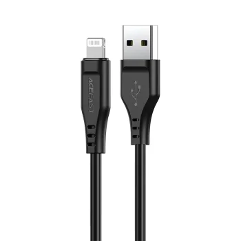 Acefast USB uz Lightning kabelis MFI 1.2m 2.4A Melns