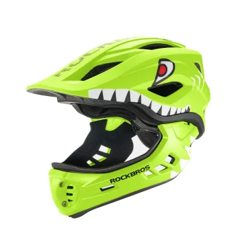 Rockbros TT-32004 Shark bērnu veloķivere ar noņemamu zoda aizsargu M (54-58) zaļa