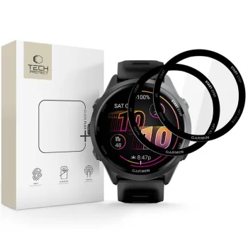 Tech-Protect Glass Flex+ hibrīda stikls Garmin Forerunner 970 / 570 47mm, 2 gab., melns