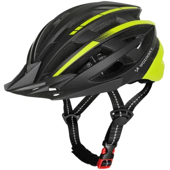 Wozinsky MTB velo ķivere ar noņemamu nagu un USB aizmugurējo gaismu, L, Melna/Dzeltena