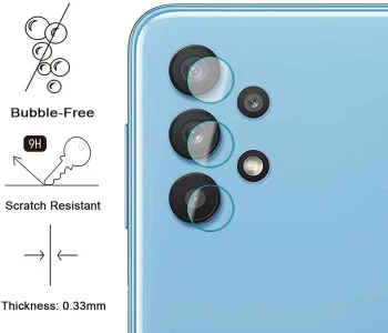 Samsung Galaxy A32 4G (SM-A325F/DS) Back Camera Lens Tempered Glass Protector | Aizmugurējās Kameras Aizsargstikls