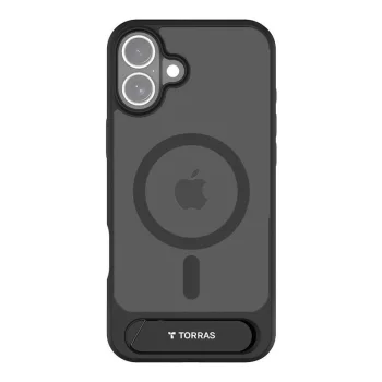 Torras Pstand vāciņš iPhone 16 ar statīvu, melns